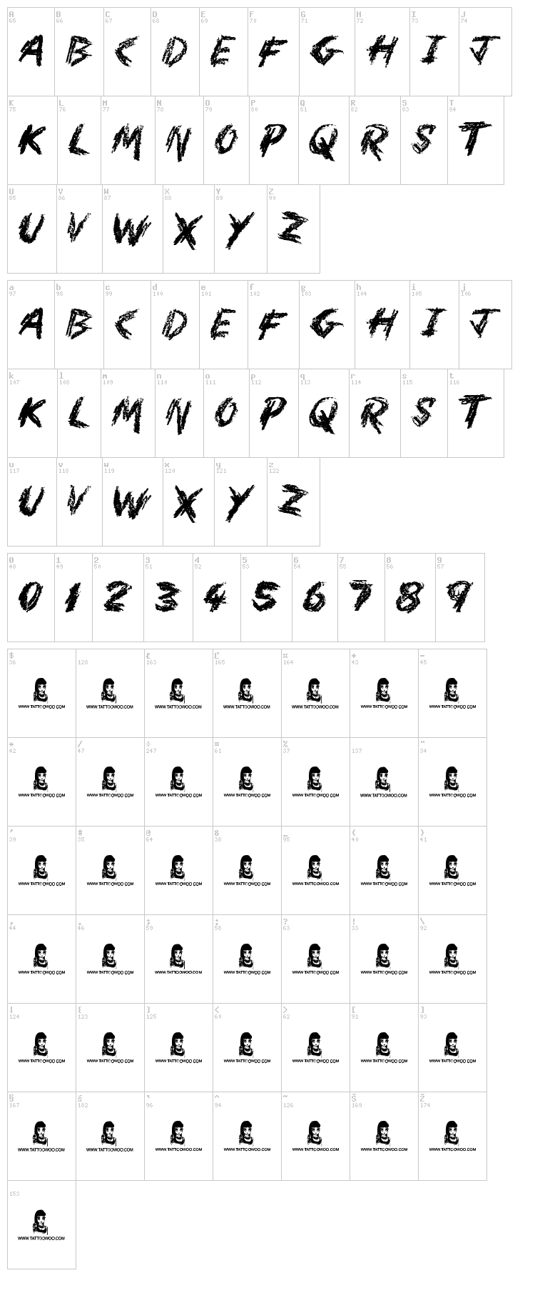 Mother In Law font map